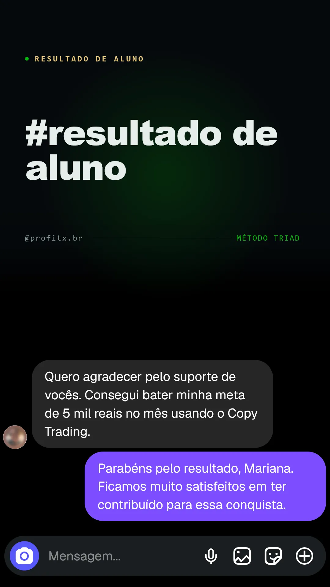 Resultado de aluno ProfitX — 4